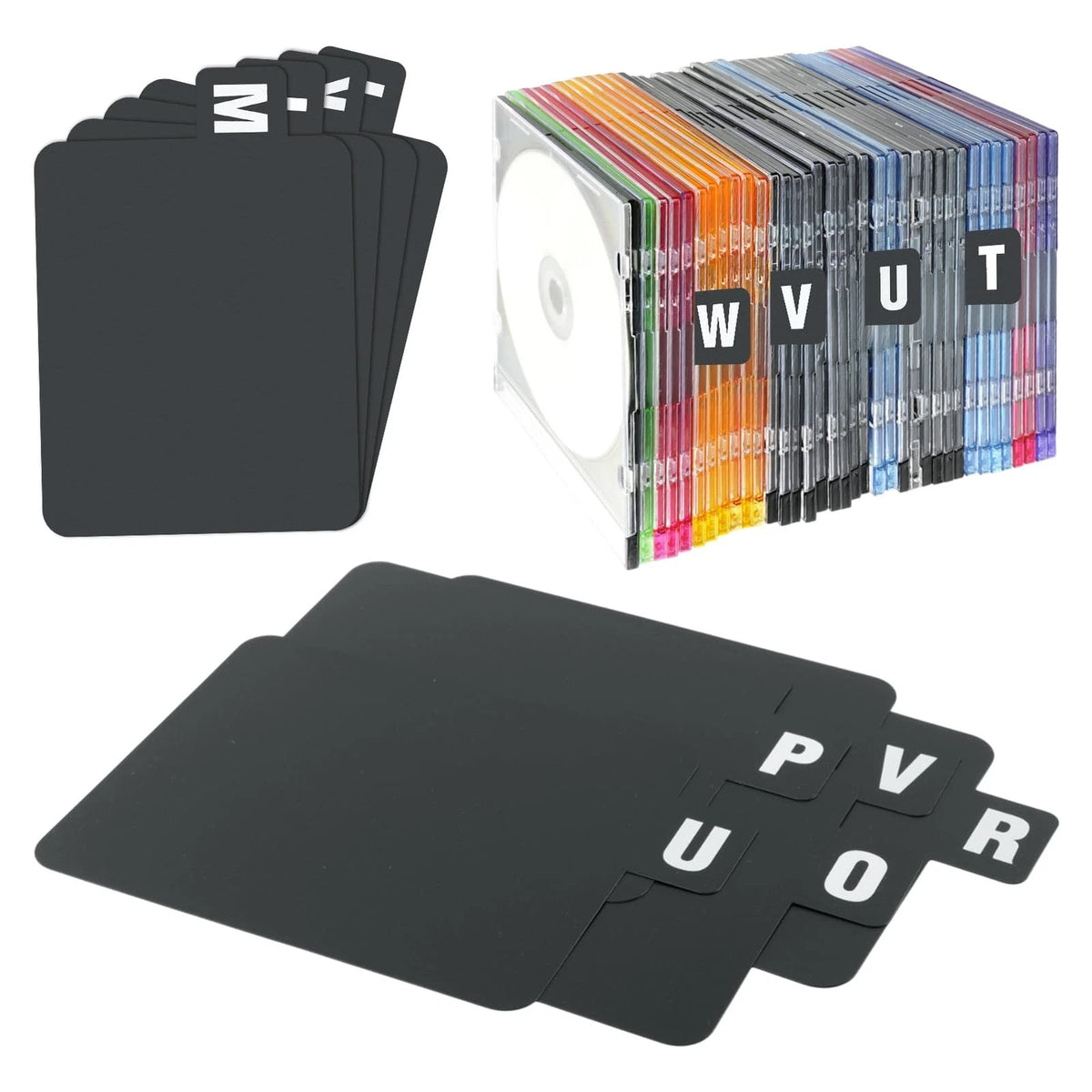 26-Pack Vinyl Record Dividers with Index Tabs - Black