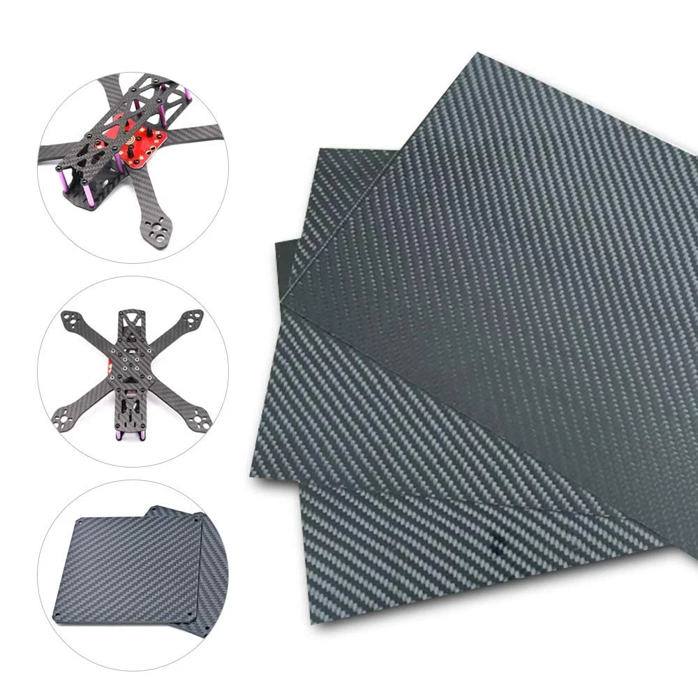 2X Carbon Fiber Sheets for Automotive Use (200 x 300 x 1 mm, Matte Black)