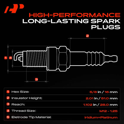 Set of 4 Iridium & Platinum Spark Plugs for Honda CR-V (2010–2014) ILZKR7B11S, 5787