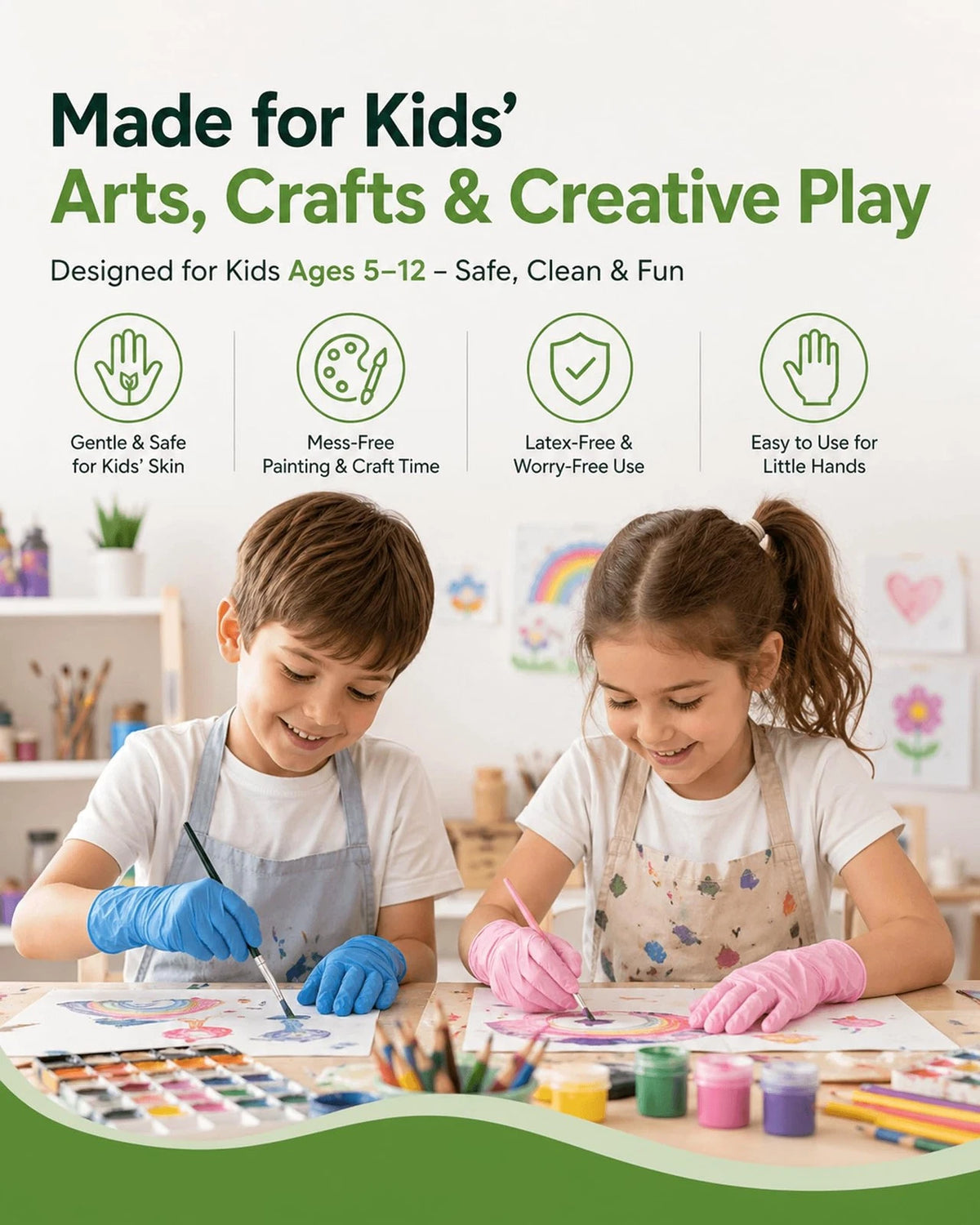 50X Kids Disposable Gloves for Ages 4–8, Pink X-Small