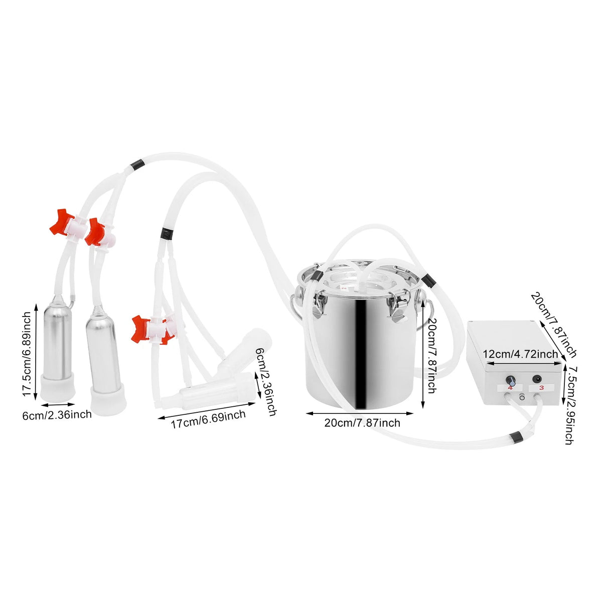 2in1 Pulsation Milking Machine for Cow with 5L Stainless Steel Bucket