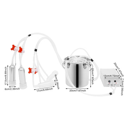 2in1 Pulsation Milking Machine for Cow with 5L Stainless Steel Bucket