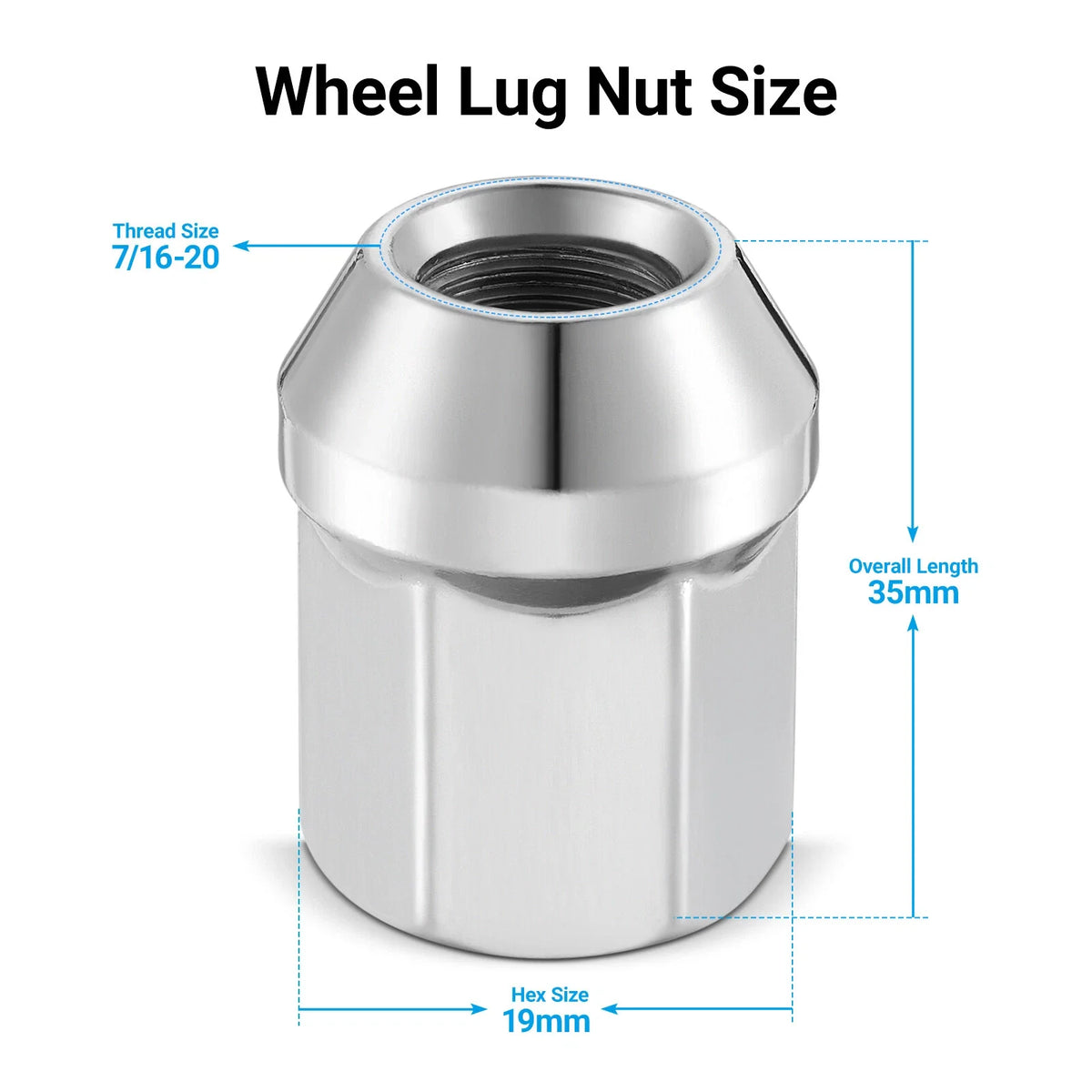 Chrome Acorn Lug Nuts for Chevrolet El Camino Monte Carlo (1964–1972)