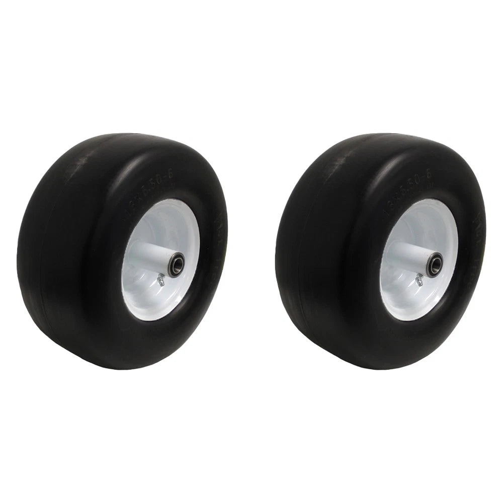 2PK Flat Free Wheel Tire Assembly 13x6.50-6 for Wright