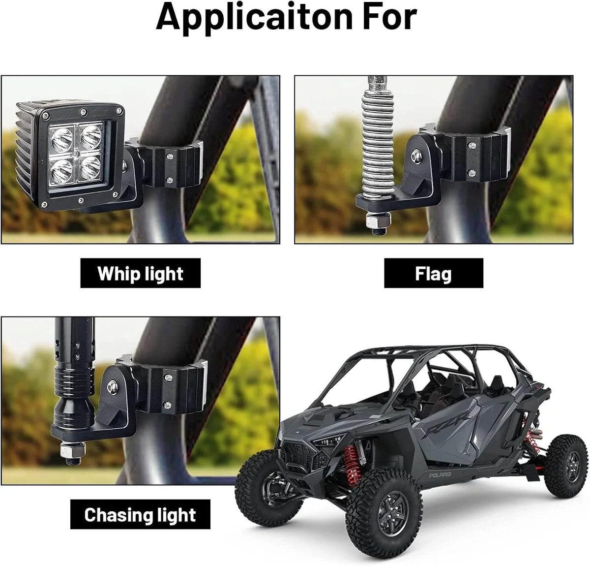 2Pcs Adjustable Flag Mount 1 3/4”-1 7/8” for Can Am X3, Polaris RZR