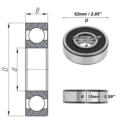Deep Groove Ball Bearing 6304VV for Scooter Skateboard (20x52x15mm)
