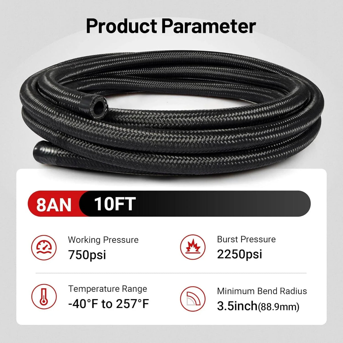 Braided Nylon Fuel Line Kit with Hose End Fittings for Universal Vehicles (10FT)
