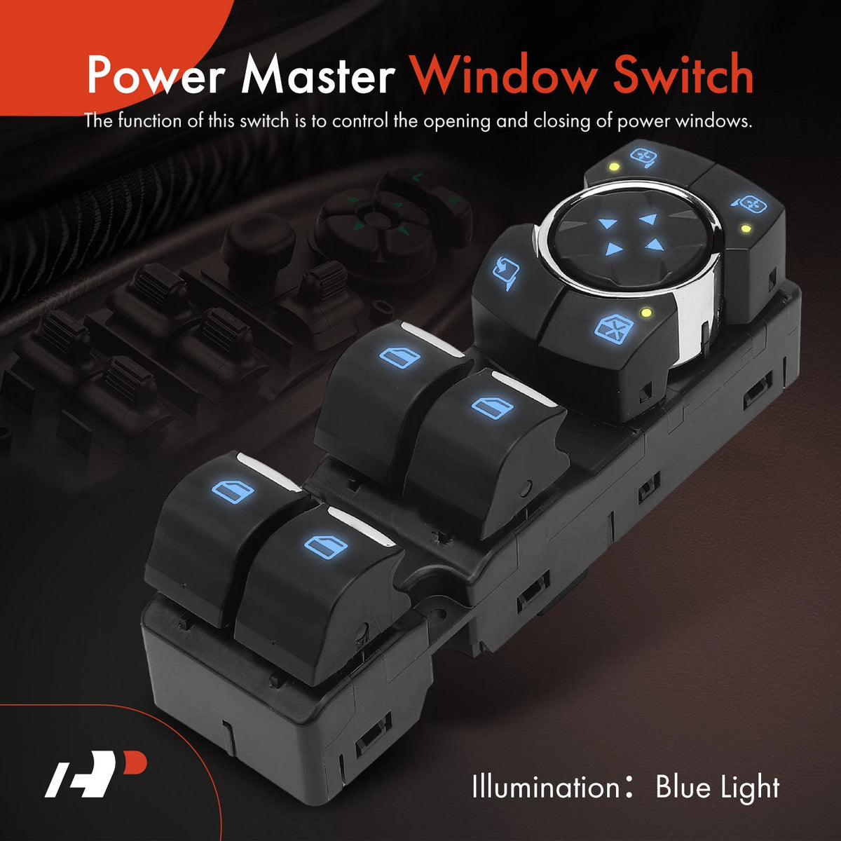 Front Left Power Window Switch for Ford F-150 (FL3Z-14529-BA, FL3T14B133AHW, SW7441)