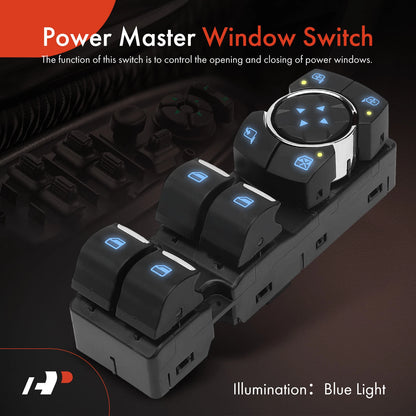 Front Left Power Window Switch for Ford F-150 (FL3Z-14529-BA, FL3T14B133AHW, SW7441)