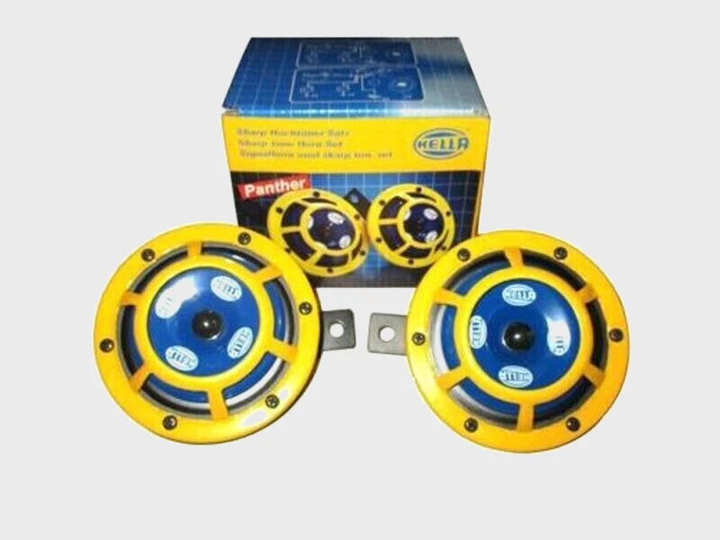 Set of 2 Hella Yellow Panther 118dB Dual Horns for All Cars