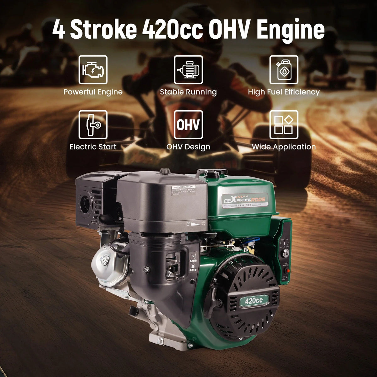 420cc 15HP OHV Horizontal Gas Engine for Lawn Mowers (Electric Start)