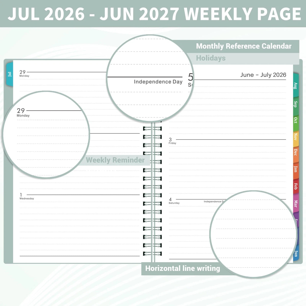 Planner for 2026-2027 (Weekly & Monthly, 8.5" x 6.4", Green)