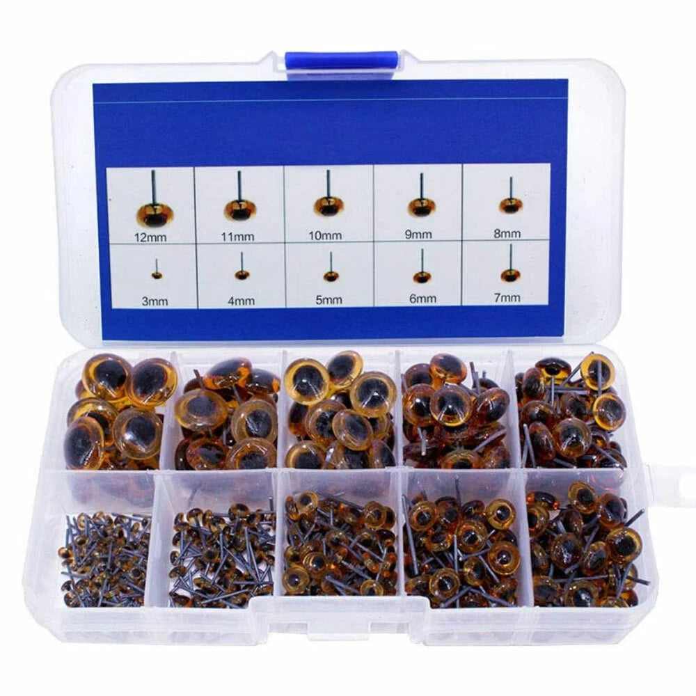 100 Pcs Amber Glass Eyes for Needle Felting Bears Dolls Decoys