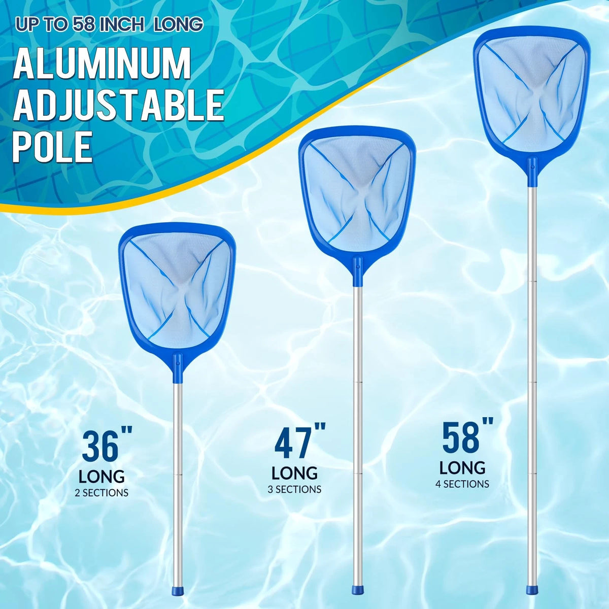 Pool Skimmer Net for Universal Use (Deep Leaf, Reinforced Frame)