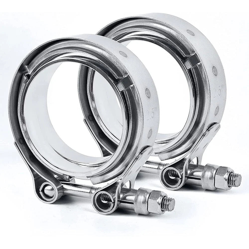 V Band Clamp Kit 2X 2.5 Inch Male Female Flange for Turbo Exhaust