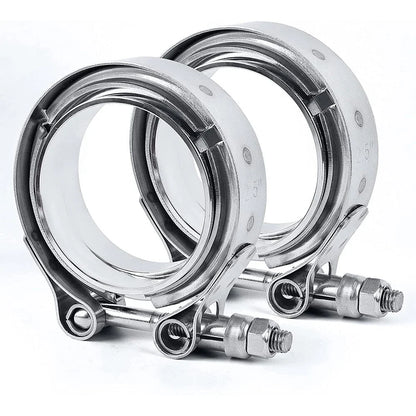 V Band Clamp Kit 2X 2.5 Inch Male Female Flange for Turbo Exhaust