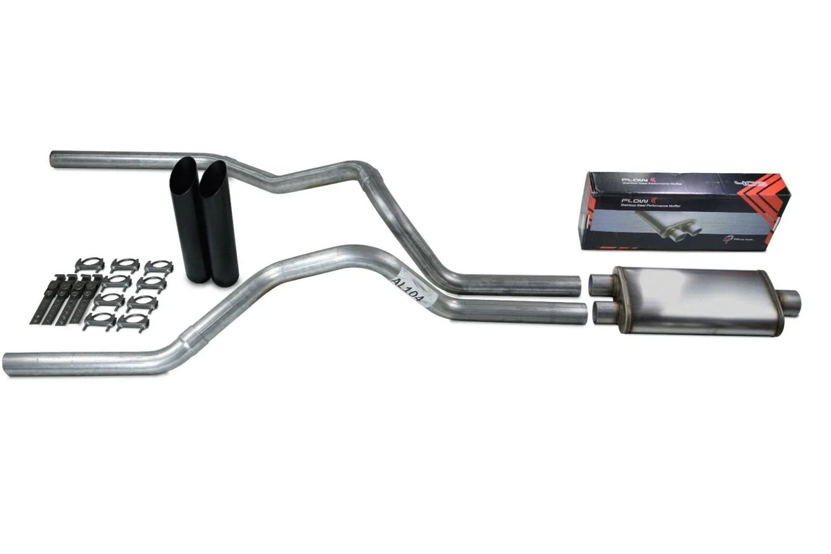 Dual Exhaust Muffler for Ford F-150 (1987–1997) - 2.5" Stainless Black Tip