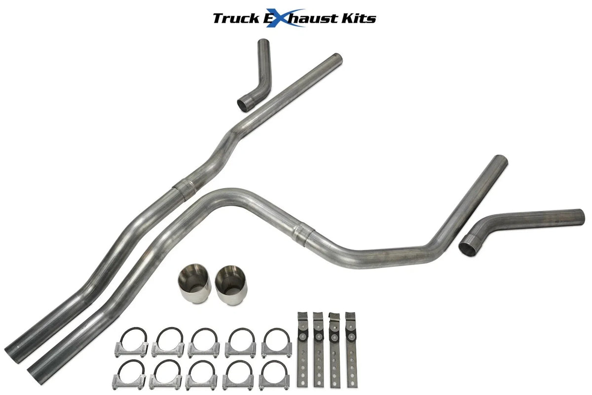 2.5" Dual Exhaust Kit for GMC Yukon XL (2000–2006) C Exit No Muffler DW Tip