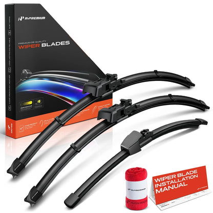 3X Windshield Wiper Blades for VW Passat (2007–2010) 24", 19", 11"