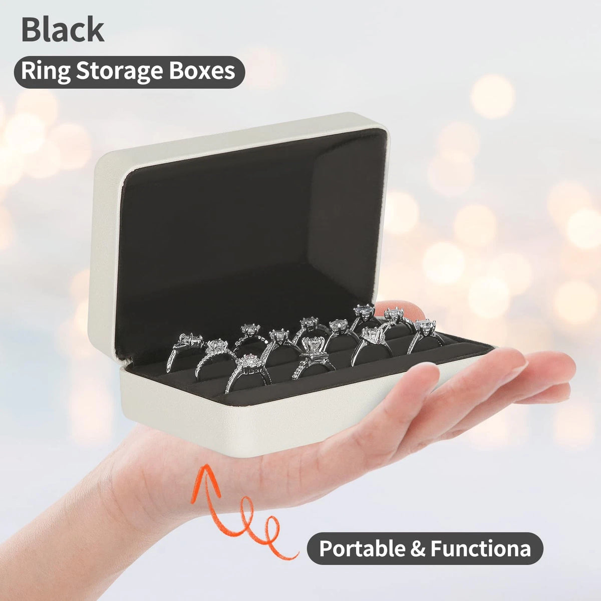 Ring Storage Box for Multiple Rings, Travel Jewelry Case