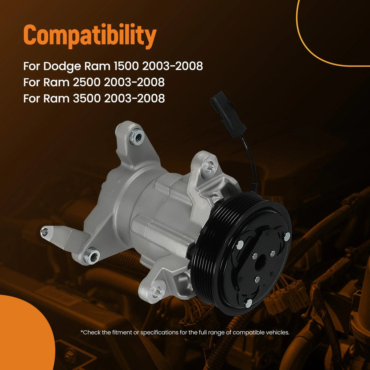 AC Compressor 10S17E for Dodge Ram 1500-3500 (2003–2008) 55056336AC 7-Groove