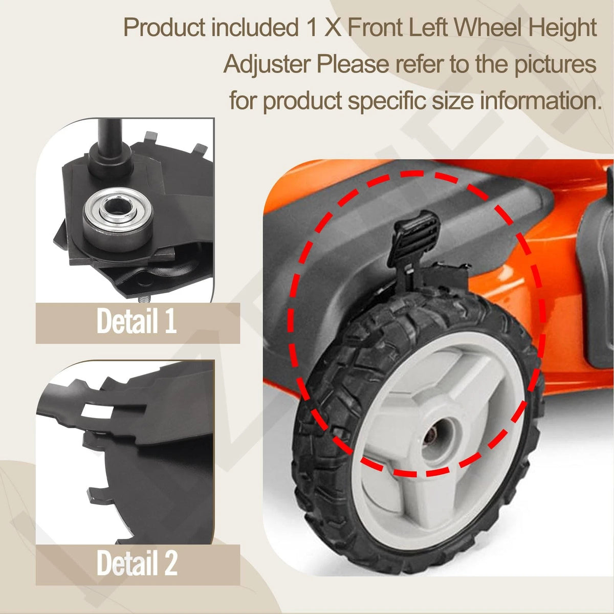 Front Left Wheel Height Adjuster for Compatible Models (9 inches, Black)