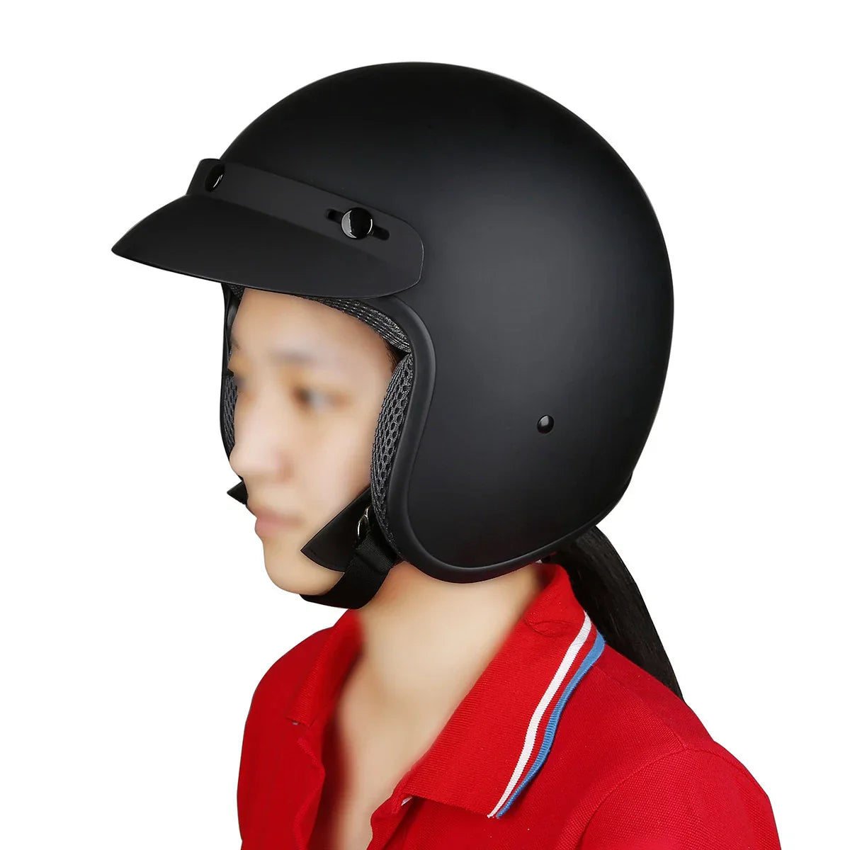 Open Face Scooter Motorcycle Helmet Matte Black S M L XL For All Seasons