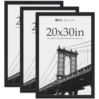 Set of 3 Black Oak Wood 20x30 Frames for Wall Posters