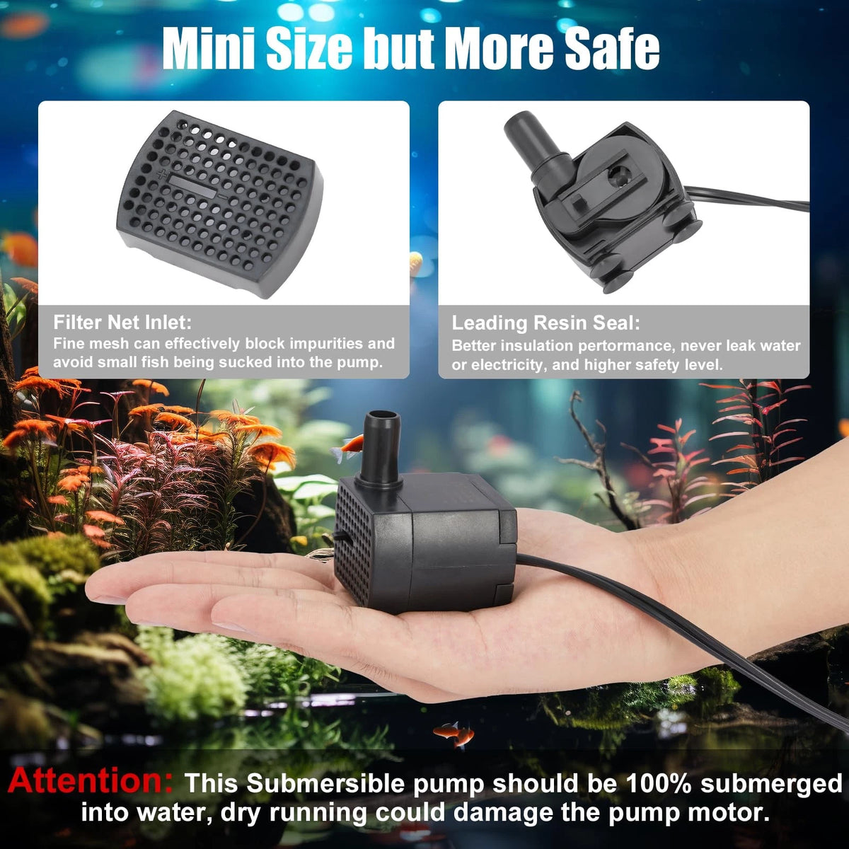 Mini Submersible Pump for Fountain (5W 350L/H)