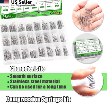 392 PCS Springs Assortment Kit for Various Applications (304 Stainless Steel)