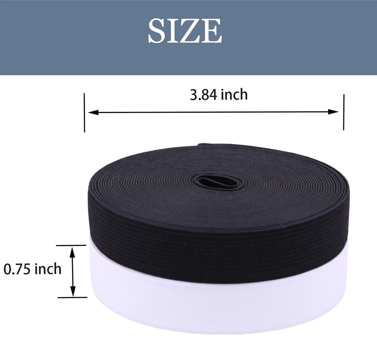Elastic Band Set of 8 for Various Uses (3/4 Inch, White & Black)