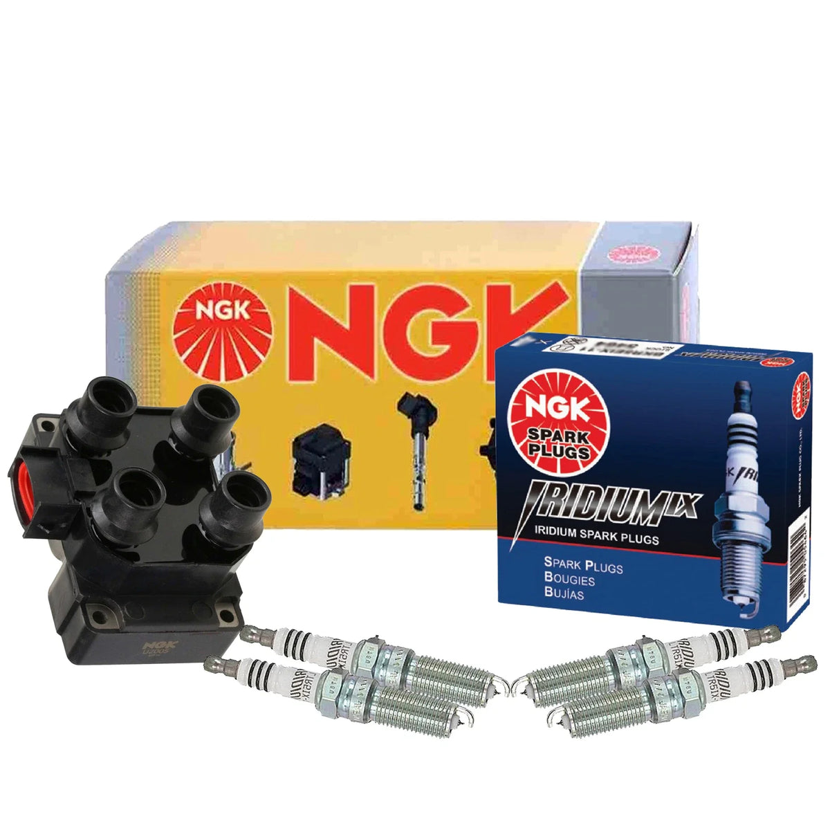 NGK DIS Ignition Coil & Iridium IX Spark Plugs Kit for Ford Mercury (2000–2023)