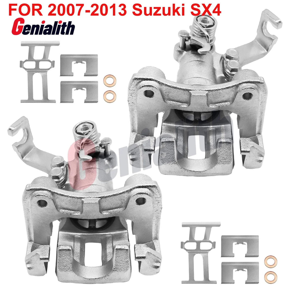 Set of 2 Rear Brake Calipers w/Bracket for Suzuki SX4 (2007–2013)