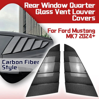 Set of 2 Rear Window Quarter Glass Louver Covers for Ford Mustang MK7 (2024+) Carbon Look