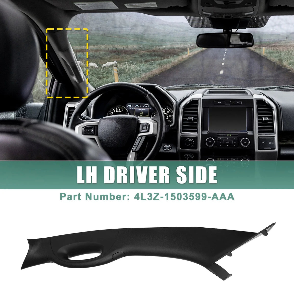 Left Driver Side A Pillar Trim Handle for Ford F150 (2006–2008) Black