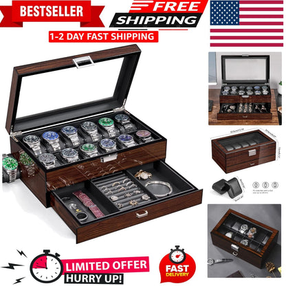 12 Slot Wooden Watch Box for Men (No Known Part Numbers)