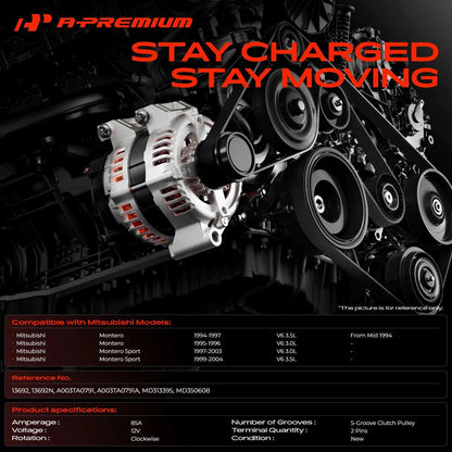 Alternator for Mitsubishi Montero, Montero Sport (1994–2004) A003TA0791, MD313395