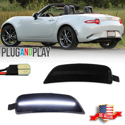 2X Smoke Lens White LED Rear Side Marker Lights for Mazda MX-5 Miata (2016–2023)