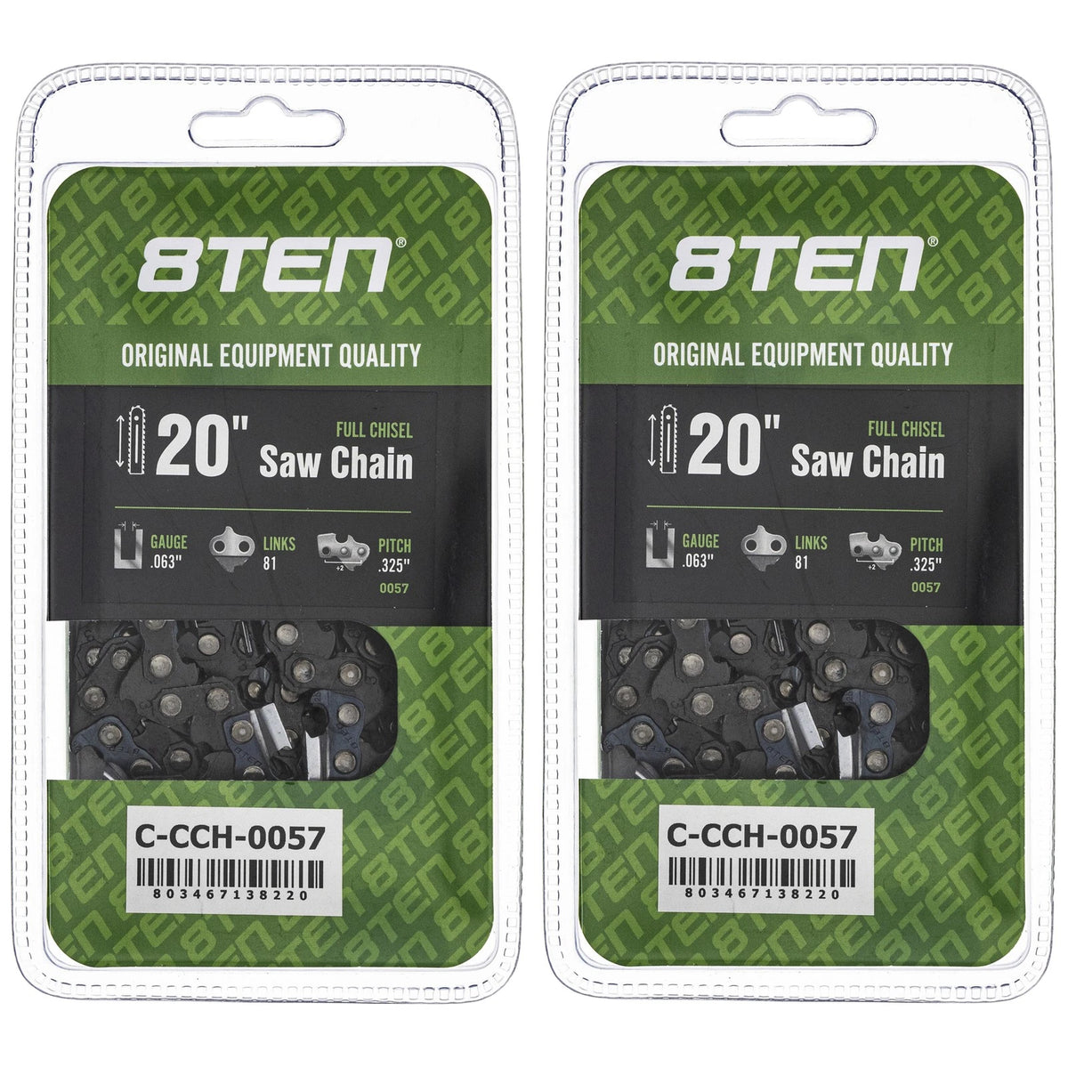 2-Pack Chainsaw Chain 20 Inch .063 .325 81DL for Homelite (H26-81, H28-81)