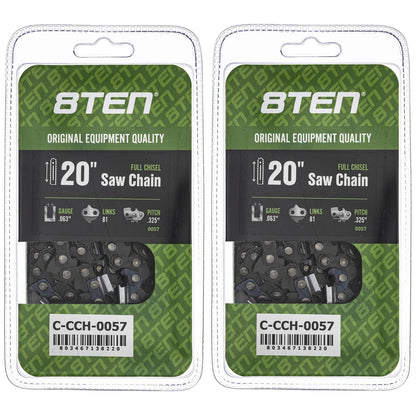2-Pack Chainsaw Chain 20 Inch .063 .325 81DL for Homelite (H26-81, H28-81)