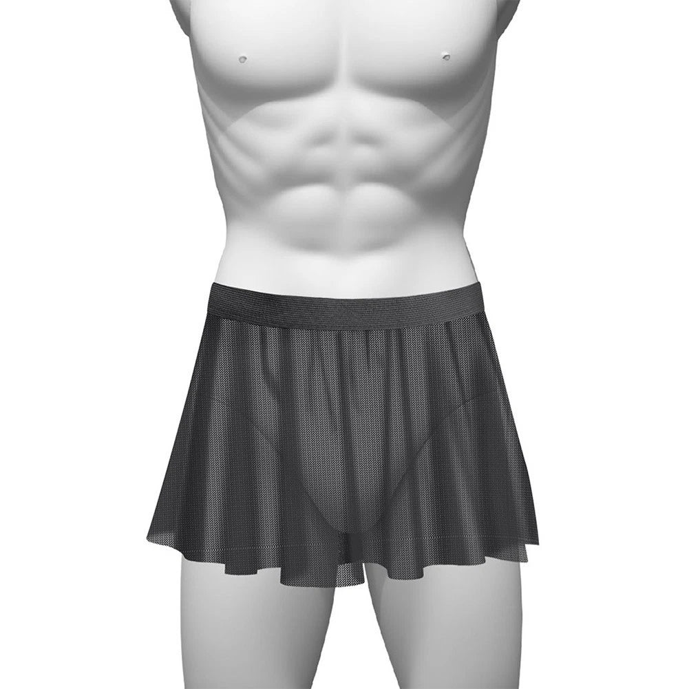 Sissy Skirt for Men - Sheer Lace Mesh Pleated Short Skirt