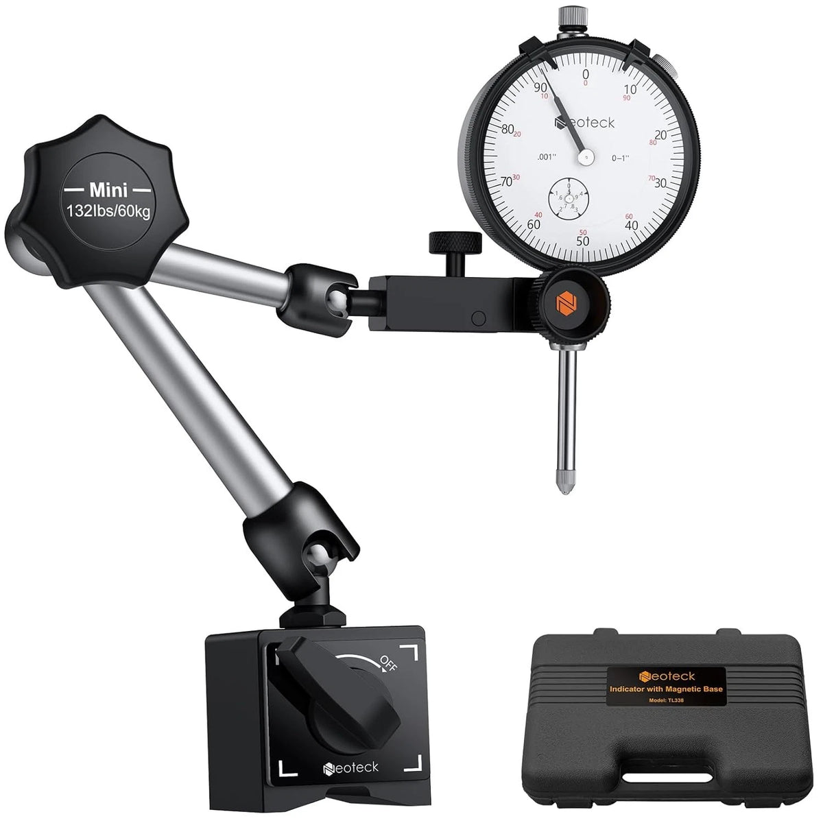 Dial Indicator with Magnetic Base for Precision Measurement (0-1in)