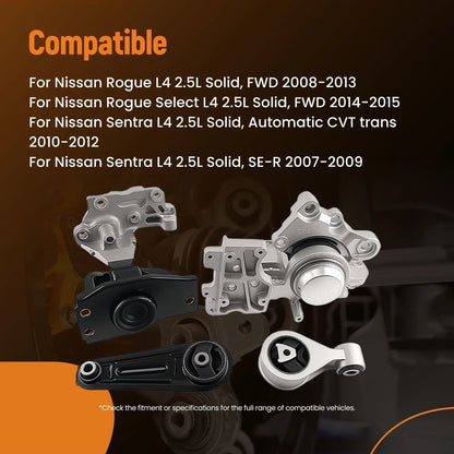 Complete Motor Mount Assembly Kit for Nissan Sentra L4 2.5L SE-R (2007–2009)