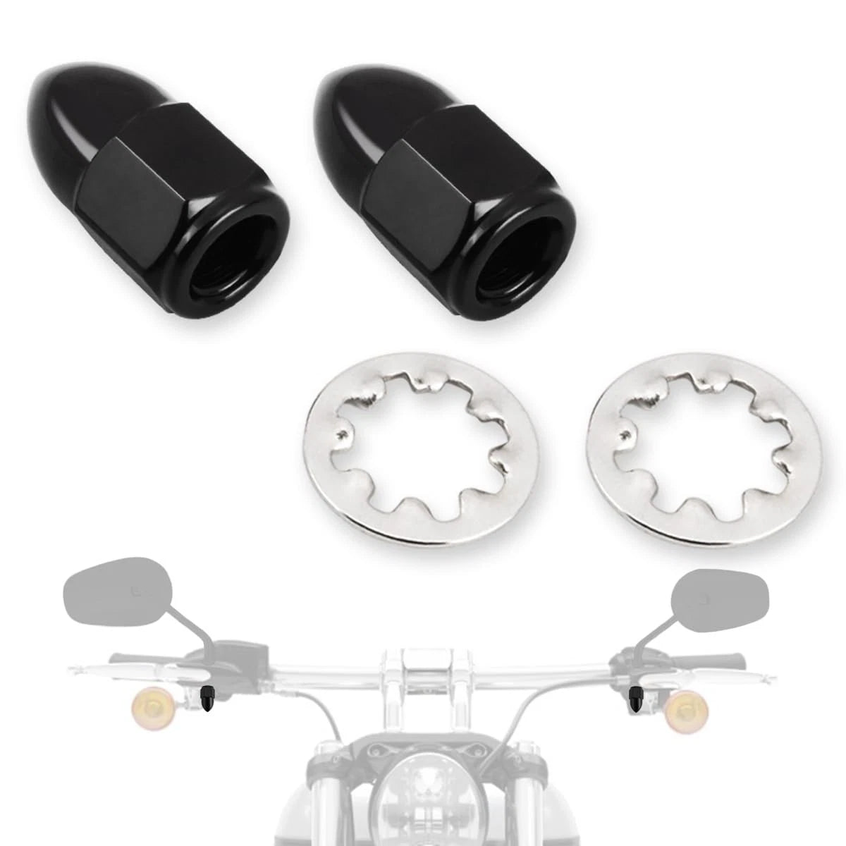 Acorn Nut Kit with Lock Washers for Universal Fit 5/16"-24 (Black)