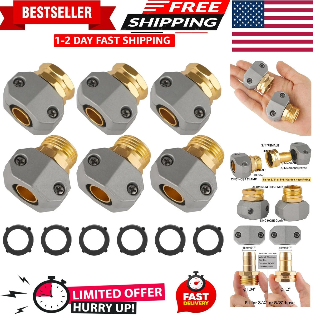 3X Hose Repair Kit for Garden Hose Fittings