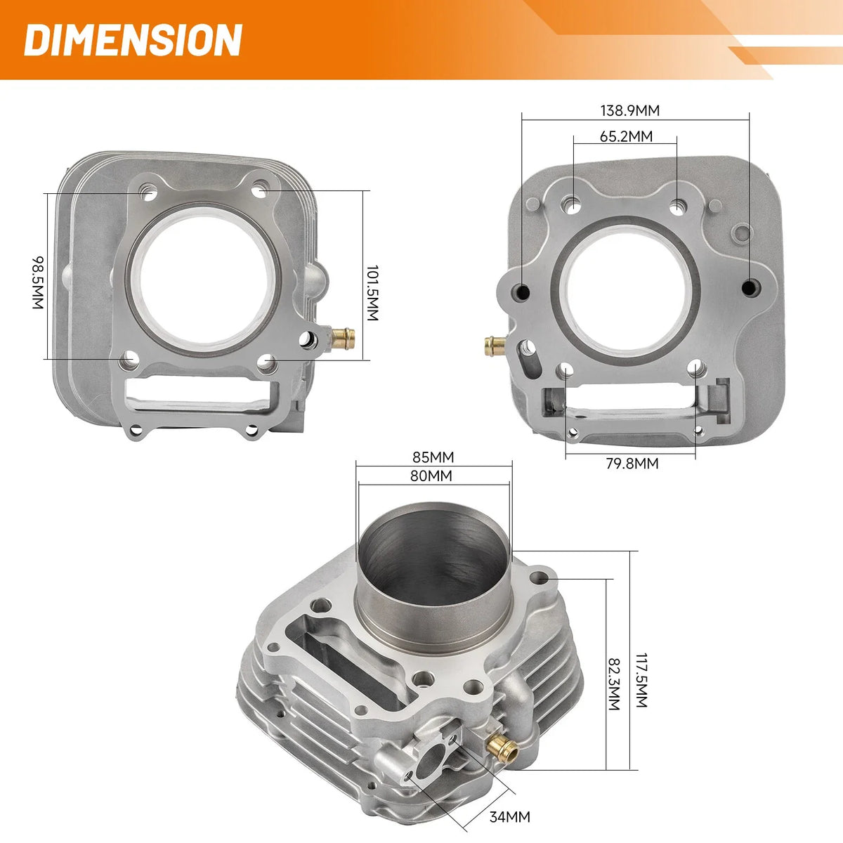Top End Kit for Honda Sportrax TRX300EX (1993–2008) - Cylinder, Piston, Gasket