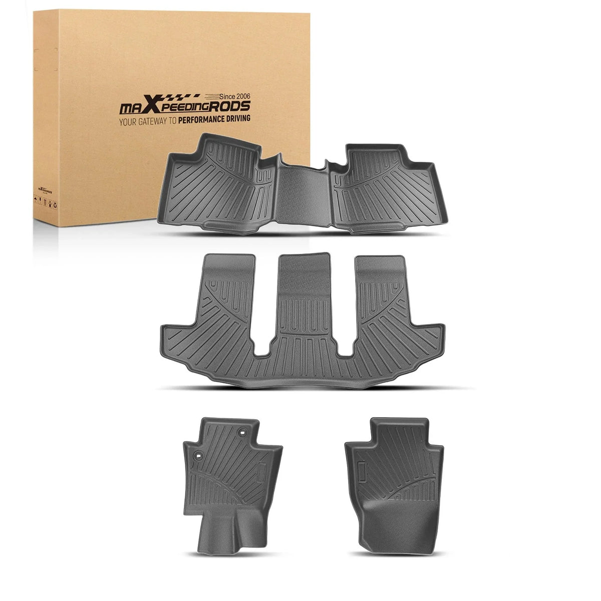 Set of 4 Rubber Floor Mats Liner Kit for Toyota Highlander (2020–2025)