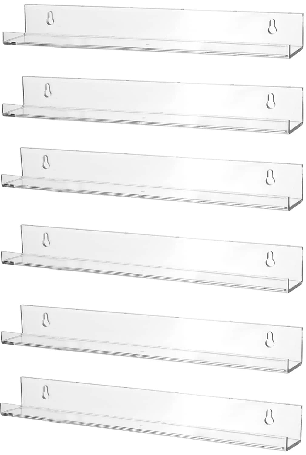 6 Pack Acrylic Shelves for Kids 15 Inch Floating Bookshelf (No Part Numbers)