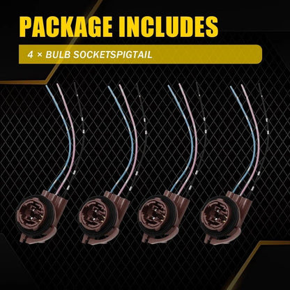 Set of 4 T25 3157 4157 Bulb Socket Wire Harness Plug Connectors for Vehicle Lighting