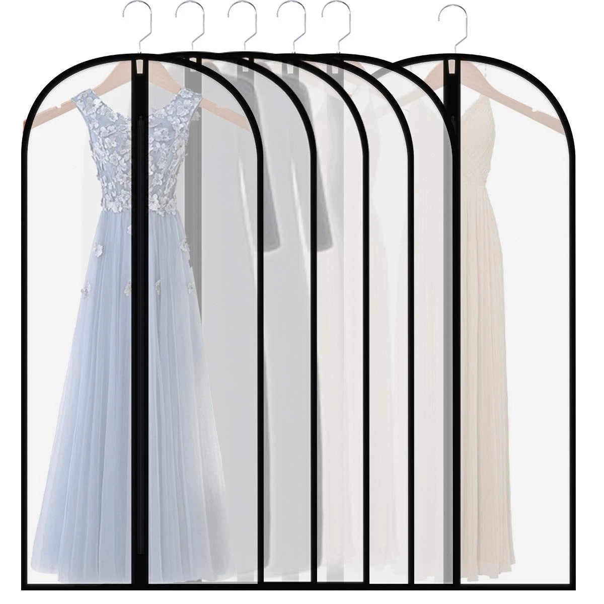 Set of 6 Extra Long Clear Garment Bags 60in for Dresses